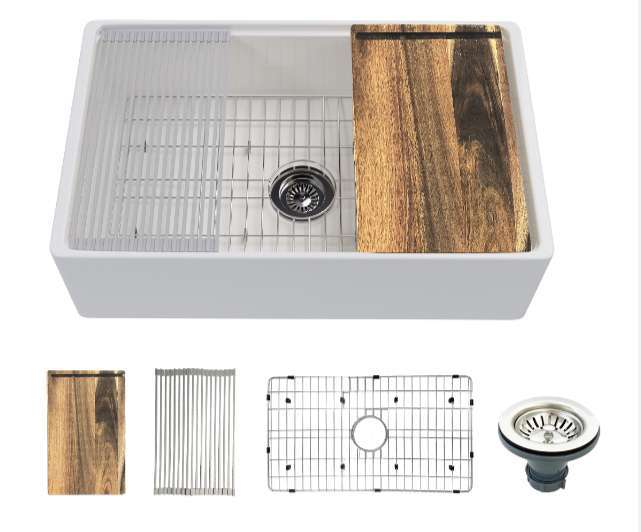 33 Apron-front Workstation Farmhouse Sink in White Porcelain