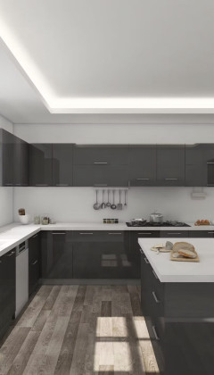 Frameless Door And Drawer Dark Grey Lacquer P002
